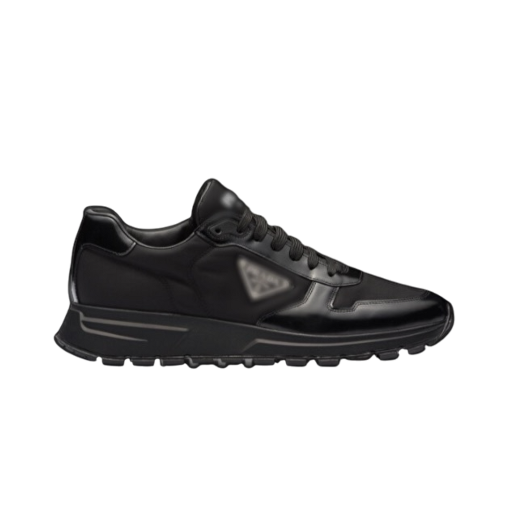 Prd Re-Nylon and Leather  Black Sneakers