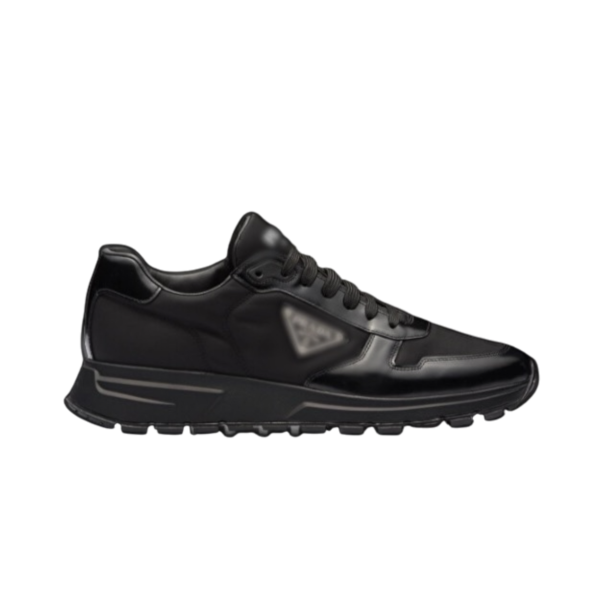 Prd Re-Nylon and Leather  Black Sneakers