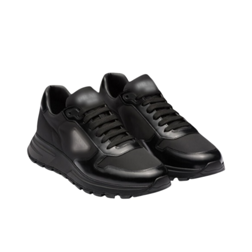Prd Re-Nylon and Leather  Black Sneakers