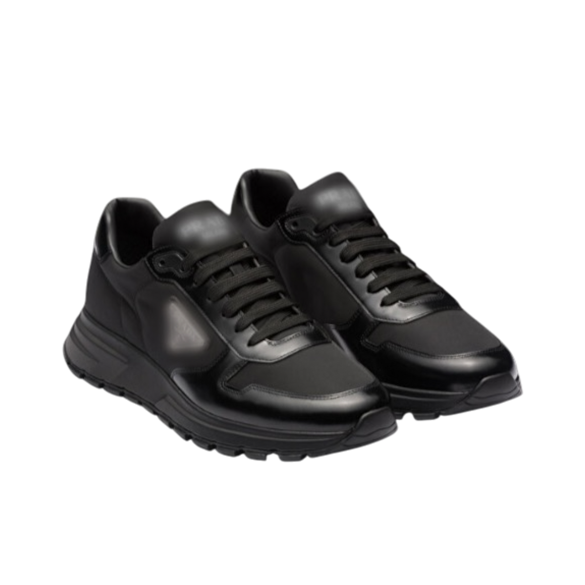 Prd Re-Nylon and Leather  Black Sneakers