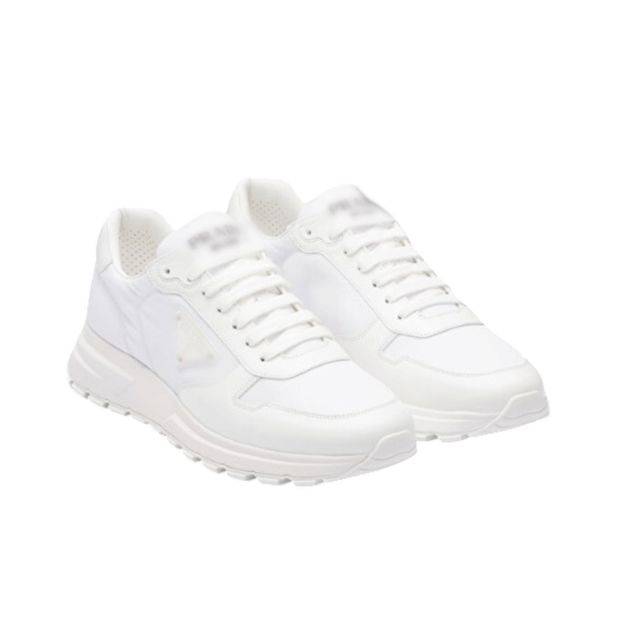 Prd Re-Nylon and Leather White  Sneakers